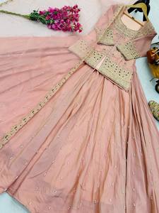Nuevas llegadas, última moda, elegante conjunto de lehenga y dupatta para bodas y fiestas, seda simulada. - Product Image 5