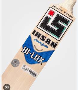 Bate de críquet ihsan sports classic series hi lux English Willow con funda de bate gratuita, agarre extra y lámina protectora, todo incluido. - Product Image 1