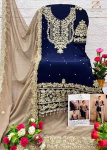 Ensemble Royal d'Hiver Pure Fox Georgette Gharara Moti Séquence Broderie Fantaisie Brodée Dupatta Vêtements Indiens - Product Image 6
