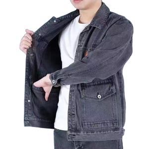 Veste en jean décontractée pour homme, style Y2K, vintage, patchwork, coupe ample, grande taille, multi-poches, col à revers, boutons, streetwear d'hiver - Product Image 3