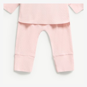 Ensemble 2 pièces en coton jacquard à manches longues et boutons-pression pour bébé fille, avec chaussons intégrés, nouveau-né, ODM Vietnam - Product Image 4