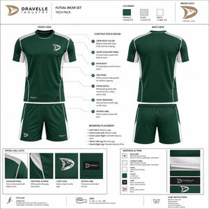 Ensemble de maillots de football personnalisés en gros pour hommes, respirant, vert, pour futsal, manches courtes, tenue de sport d'équipe - Product Image 6
