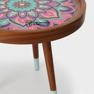 Pink Meena Design Wooden <b>Stool</b> – Handcrafted <b>Round</b> Decorative Accent <b>Stool</b> for Living Room & Bedroom - Product Image 3