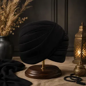 Turbante Sikh Negro para Hombre, Pre-Atado, Listo para Usar, Pagri, Turbante Punjabi Tradicional para Uso Diario, Cubrecabezas Religioso - Product Image 2
