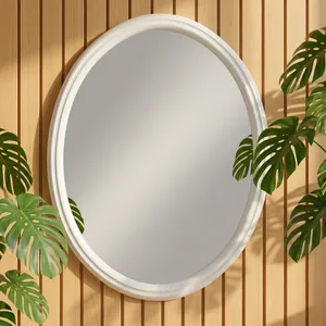 VILLA SINGLE WALL <b>MIRROR</b> <b>WHITE</b> Oval Shape Minimalist Design Decorative Framed - Product Image 2