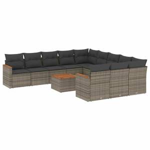 Conjunto de Sofás de Jardín de Ratán Gris, 6 Plazas, Resistente a la Intemperie, Muebles de Exterior de Diseño Contemporáneo - Product Image 4