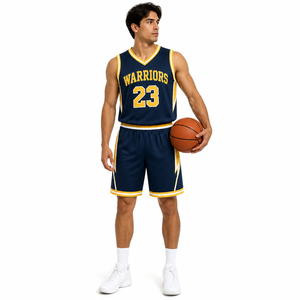 Maillots et shorts de basket-ball personnalisés de haute qualité, ensemble uniforme imprimé par sublimation, respirant, anti-humidité, pour sports d'équipe - Product Image 1