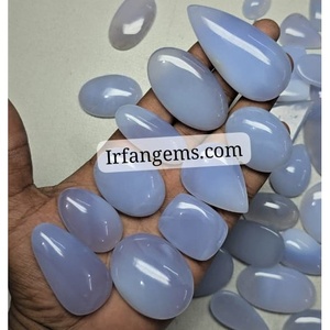 Calcedoine bleue naturelle de haute qualité, 100 % naturelle, taille ovale, pierres précieuses de 20 à 40 mm, tailles mixtes pour la fabrication de bijoux, évaluées par un tiers - Product Image 1