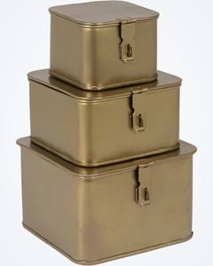 Colección de baúles de almacenamiento de acero en tono pastel con cierres en tono dorado para una arreglado interior elegante - Product Image 6