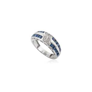 Anillo de Boda de Plata de Ley 925 con Zafiro Azul y Diamantes, Engaste Clásico de Canal, Bañado en Rodio, Joyería OEM/ODM - Product Image 3