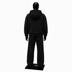 Conjunto de chándal negro para hombre, sudadera con capucha de cremallera completa y pantalones jogger, personalizado al por mayor, ropa casual urbana, ropa deportiva de forro polar, conjunto de dos piezas. - Product Image 2