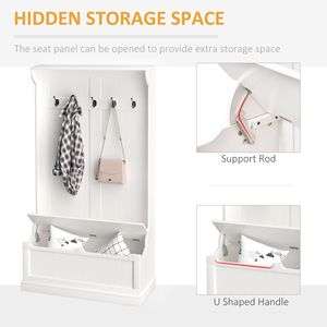 Appendiabiti 3-in-1 bianco per soggiorno con panca contenitore - Arredamento per la casa - Product Image 6