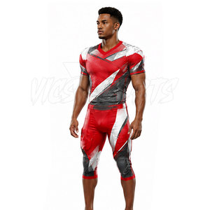 Conjuntos de Camisetas de Fútbol Americano Personalizadas para Hombre, Azul, Rojo, Blanco, Cuello en V, Manga Corta, Impresión Sublimada, Absorbe la Humedad, Regular, 100% - Product Image 4
