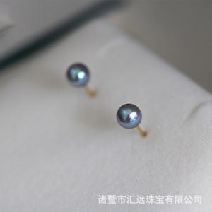 Boucles d'oreilles en perles d'eau de mer naturelles de 4-5 mm avec or 18 carats, rondes, à forte luminosité, style simple et cool, boîte cadeau incluse - Product Image 3