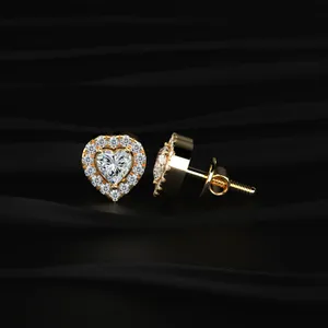<b>Heart</b> Shape Halo Diamond <b>Earrings</b> Special Design for Mother's day Lightweight Diamond <b>Earrings</b> Fine Jewelry from Indian Supplier - Product Image 3