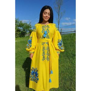 Vestido de novia blanco bordado de Ucrania para mujer, estilo folclórico, línea A, cintura natural, 100% algodón - Product Image 4