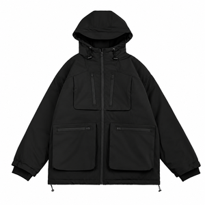 Twillsports Men's Winter Bomber <b>Jacket</b> <b>Canvas</b> Stand Collar Breathable Anti-Wrinkle Outerwear Staple - Product Image 1