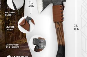 Hache professionnelle forgée à la main en acier à haute teneur en carbone - 13 pouces, manche en bois de frêne pleine longueur, qualité DIY, ODM pour travaux extérieurs et cadeaux - Product Image 2