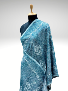 Châle Jamawar Cachemiri Safaa, motif floral bleu Kani Jaal Jacquard, étole pour femmes, vente en gros, écharpe traditionnelle d'hiver - Product Image 4