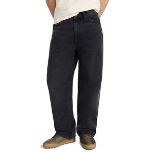 Pantalon en jean pour homme, style streetwear hip-hop, effet usé, patchwork vintage, taille mi-haute élastique, coupe droite ample, 100% coton - Product Image 4