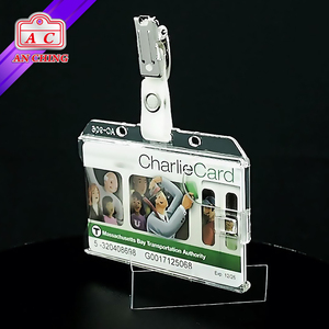 Two Cards Available Crystal Clear Horizontal Credit Card <b>ID</b> Badge <b>Holders</b> - Product Image 6