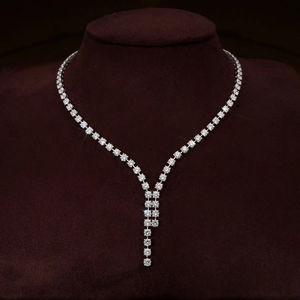 Collar con Diamante Cultivado en Laboratorio en Forma de Y, con Corte Brillante Redondo, Diamantes Certificados VVS2, Joyería Fina Elegante de Oro para Mujer - Product Image 1