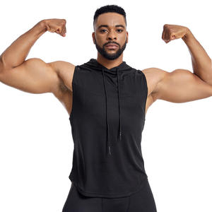 Men Summer Casual Sleeveless Hooded Lightweight Jersey Fabric Gym <b>Workout</b> <b>Hoodie</b> Fitness Sports Wear Breathable Training Running - Product Image 2
