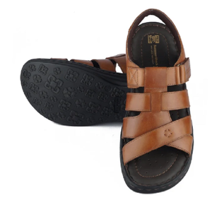 Brown Men's Casual Strap Sandals Comfortable Genuine Leather Summer <b>Slip</b> on <b>Shoes</b> for Daily Walking Travel Outdoor - Product Image 2