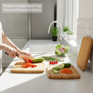 Planche à découper rectangulaire en bambou durable, épaisseur 2,0 cm, écologique, antibactérienne, robuste - Product Image 6