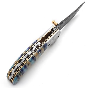 Navaja de bolsillo plegable de acero de Damasco hecha a mano con un hermoso mango, cuchillo de supervivencia, envío directo. - Product Image 4