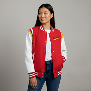 Wholesale Best Selling 100% <b>Wool</b> Sheep Skin Lined Women's Custom Embroidered Logo 2-Tone <b>Quilted</b> Winter Varsity Plain Dyed - Product Image 1