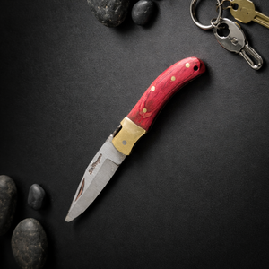 Navaja de bolsillo personalizada hecha a mano de acero inoxidable con mango de madera, mini navaja plegable para llavero, herramienta EDC para camping, 4 en 1, venta al por mayor a granel - Product Image 1