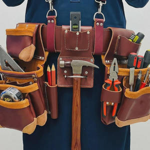 Ceinture porte-outils robuste en toile et cuir de qualité supérieure pour électriciens et charpentiers, pochette de travail ajustable, prix de gros OEM - Product Image 1