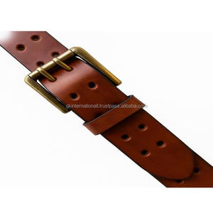 Ceinture décontractée en cuir marron pour homme, extra large et robuste, avec boucle à double ardillon solide. - Product Image 2