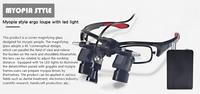 5X Electric Metal Dental Loupes Head Mounted Magnifying Glass with LED Light Medical Headlight for Dentist
