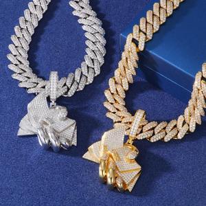 Collar con Colgante de Mano con Diseño de Pila de Dinero Iced Out – Joyería de Declaración para Hombre, Chapado en Oro de 18K, con Diamantes, Estilo Hip Hop Rapper - Product Image 2