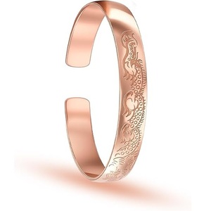 Bracelet ouvert ajustable en métal gravé dragon, pour hommes et femmes, vente en gros - Product Image 1