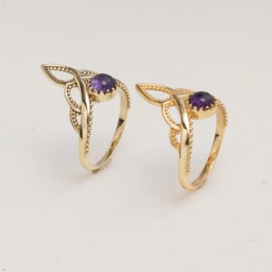 Natural Amethyst Filigree Brass Gemstone <b>Ring</b> Delicate Floral Design Handmade Vintage Style <b>Statement</b> <b>Ring</b> Shopping Elegant - Product Image 3