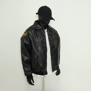 Chaqueta de Cuero para Hombre, Estilo Casual, Cuello Alto, Ajustada, de Piel de Oveja, Prenda Exterior de Cuero Genuino, Etiqueta de Marca Personalizada, Venta al Por Mayor - Product Image 5