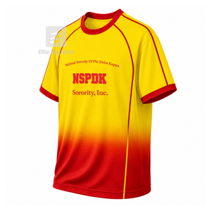 Maillot de football personnalisé Elite Apparel NSPDK Sorority à manches courtes, logo sur le devant, dégradé de couleurs rouge et or contrastant, respirant, pour femmes - Product Image 2