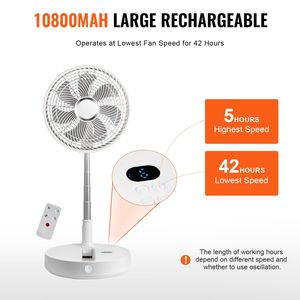 12-Inch Telescopic Portable USB <b>Desk</b> <b>Fan</b> Foldable Oscillating 4 Speed Adjustable 7200mAh Rechargeable Remote Control <b>Quiet</b> - Product Image 4