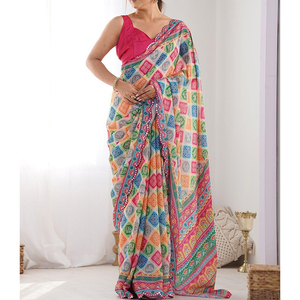 <b>Women</b> Cotton <b>Saree</b> with Breathable Natural Fabric Traditional Patterns Comfortable Drape and Timeless Style <b>for</b> Daily Ethnic - Product Image 5