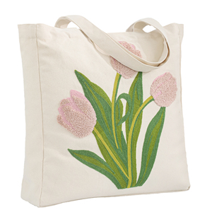 Sac fourre-tout en toile personnalisé avec broderie florale esthétique pour femmes, sac à bandoulière réutilisable en coton avec boucle magnétique pour le shopping, la gym et les cadeaux - Product Image 5
