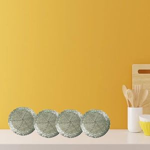 Sous-verres ronds en perles de verre de 4 pouces, faits à la main, style bohème - Product Image 5