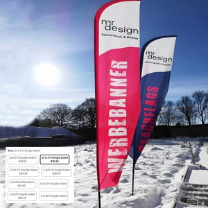 Drapeau publicitaire personnalisé en forme de plume, style festif, impression numérique du logo, en polyester, avec mât en aluminium, pour promotion - Product Image 4