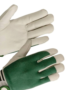 Guantes de Trabajo de Cuero Verde Blanco con Puntas de Dedos Suaves Antideslizantes y Muñequera Elástica, Guantes de Seguridad de Uso General - Product Image 4