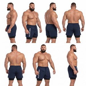 OEM <b>Men's</b> Dual Layer Gym <b>Shorts</b> Plus Size Breathable Sports Training <b>Shorts</b> <b>Men</b> 2 in 1 Workout <b>Shorts</b> Quick Dry Running <b>Shorts</b> - Product Image 5