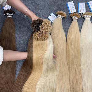 Extensions de cheveux vietnamiens à pointe plate en kératine, 100% cheveux humains de haute qualité, lisses et naturels, couleur prête à être expédiée. - Product Image 5
