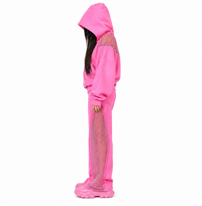 Conjunto de Sudadera Larga con Paneles de Malla y Pedrería para Invierno, Ropa Deportiva Premium para Mujer, Fabricante OEM ODM 100% - Product Image 3