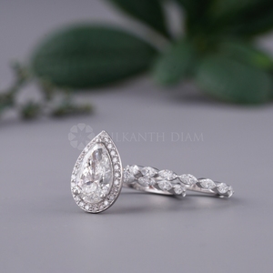 Luxury Design Pear Cut Bridal Diamond <b>Rings</b> Set Lab Created Diamond <b>Rings</b> with IGI Certified from <b>Indian</b> Supplier & Manufacture - Product Image 4